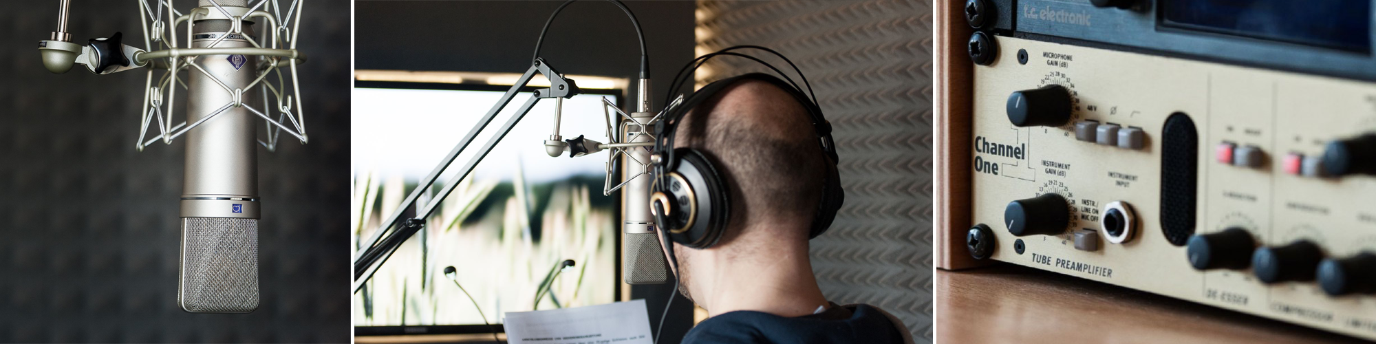 Sprecherkabine mit Neumann U87 Mikrofon